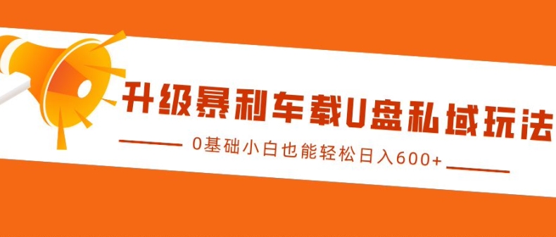 升级暴利车载U盘私域玩法，0基础小白也能轻松日入多张【揭秘】-翔云学社