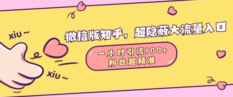 微信版知乎，超隐蔽流量入口1小时引流100人，粉丝质量超高【揭秘】-翔云学社